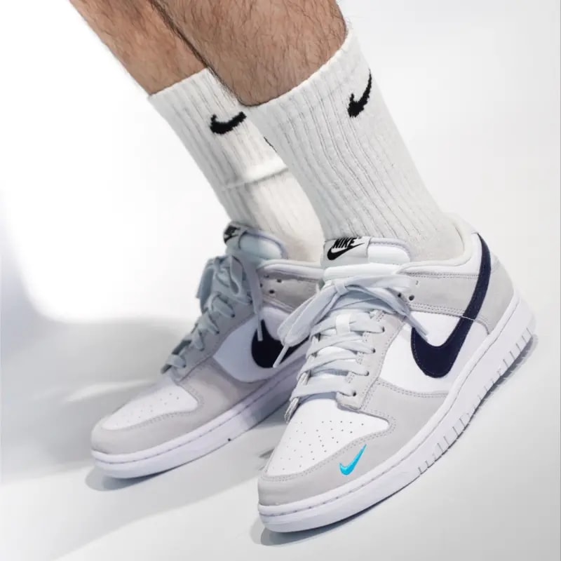 Giày Nike Dunk Low 'Mini Swoosh White Grey Navy Aqua' FJ4227-001 — ảnh 3