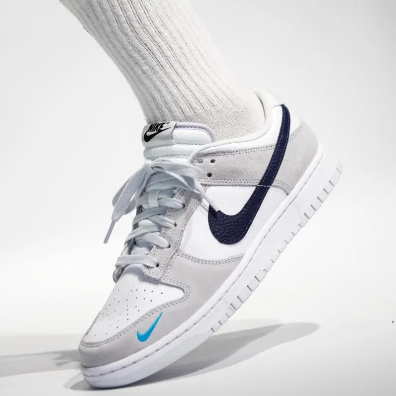 Giày Nike Dunk Low 'Mini Swoosh White Grey Navy Aqua' FJ4227-001 — ảnh 4