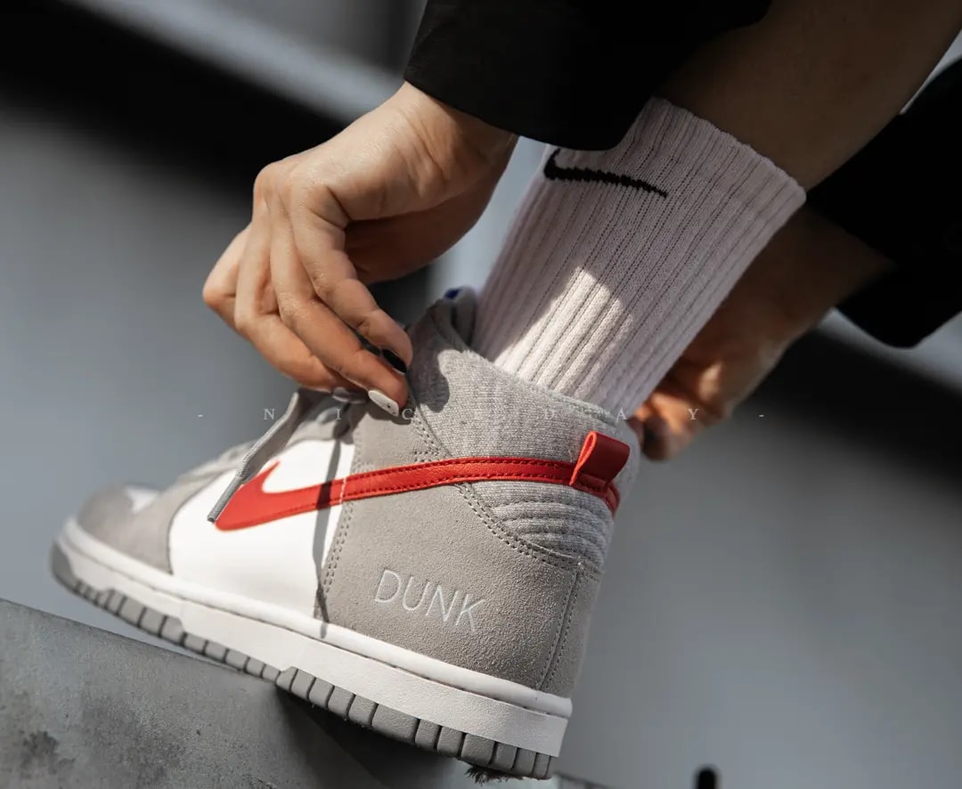 Giày Nike Dunk High 'Athletic Club Grey Red' DH9750-001 — ảnh 4