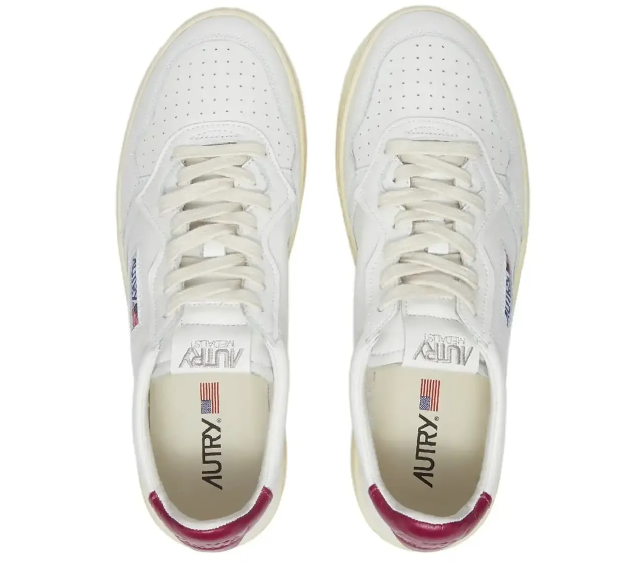 Giày Autry Medalist Low Leather 'White Burgundy' AULM-LL43 — ảnh 5