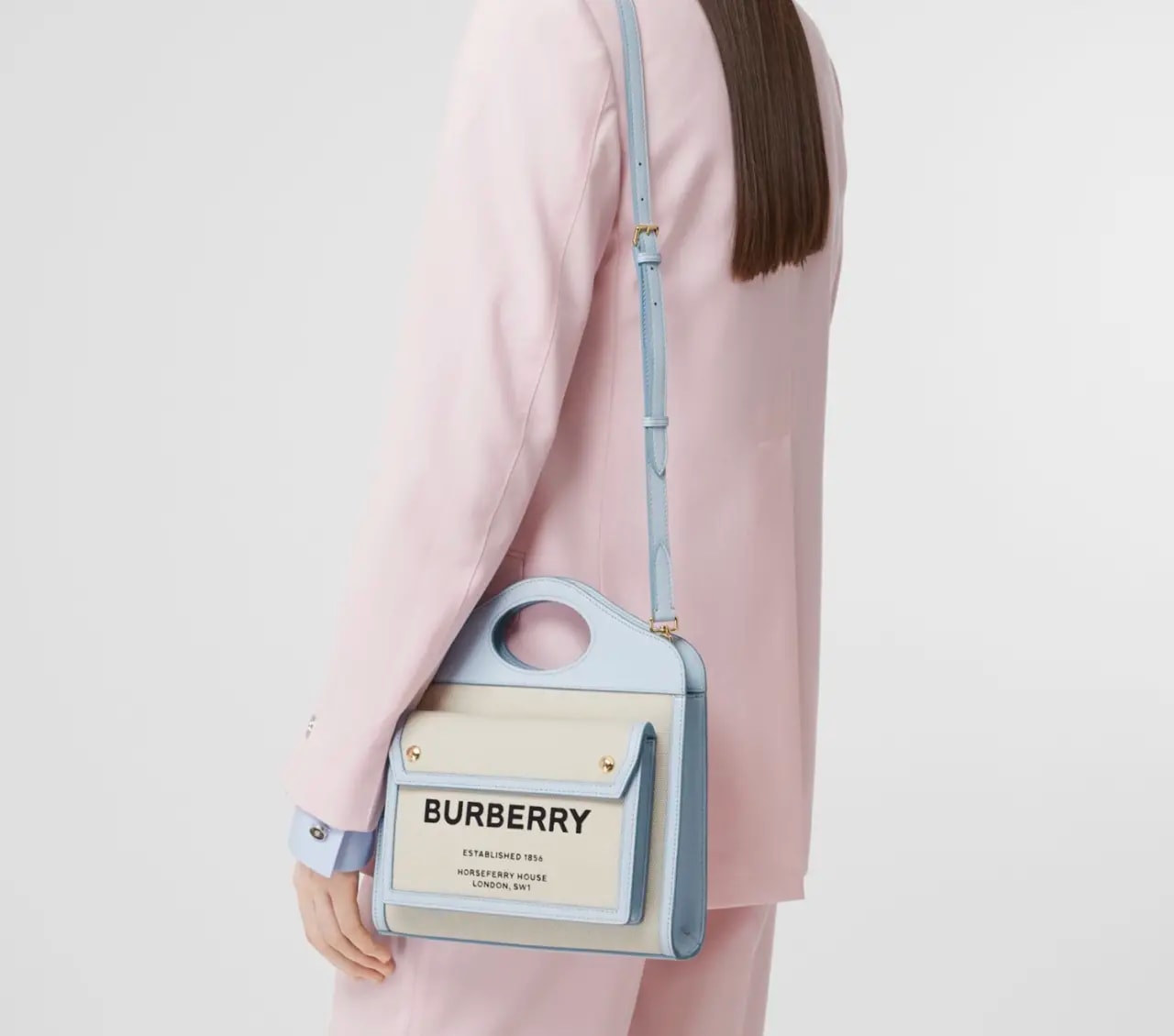 Túi Burberry Mini Canvas Leather Pocket 'Pale Blue' 80324061 — ảnh 2