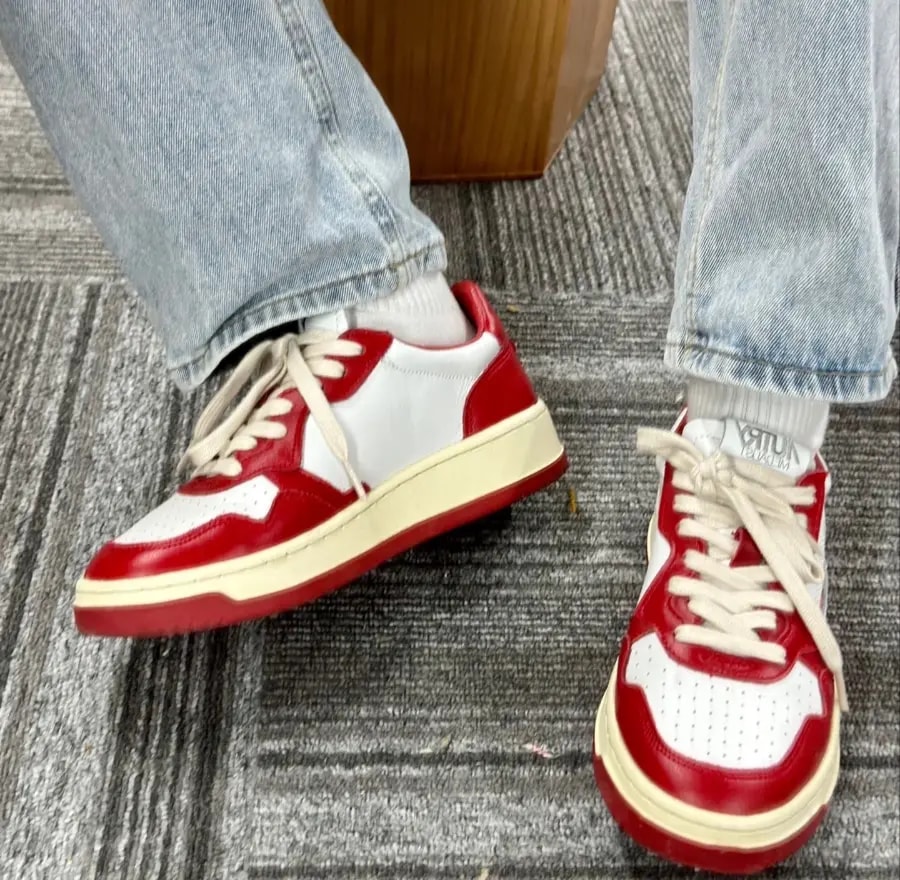 Giày Autry Medalist Low Leather 'Red White' AULM-WB02 — ảnh 3