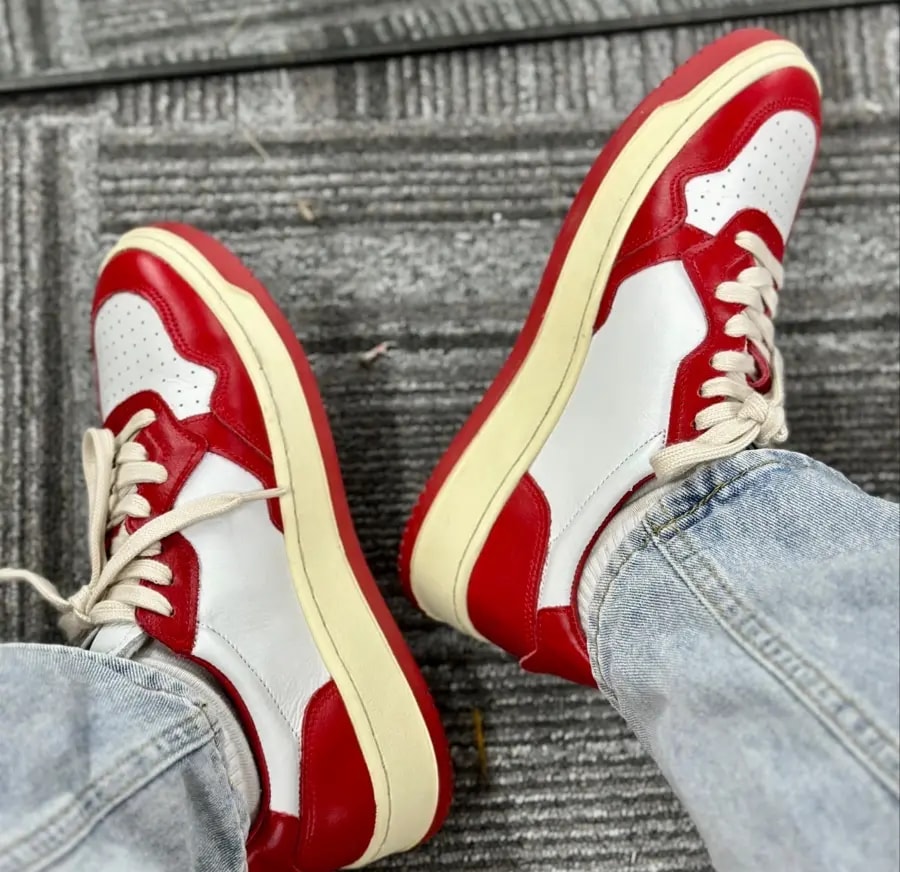 Giày Autry Medalist Low Leather 'Red White' AULM-WB02 — ảnh 4