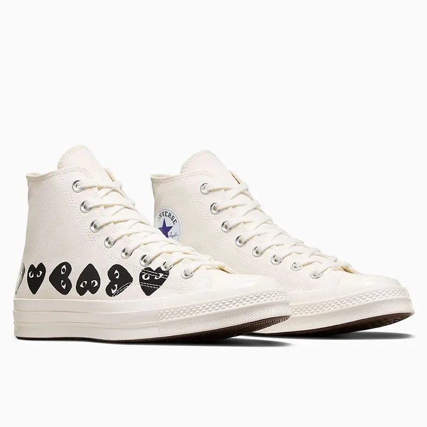 Giày Converse x Play Comme des Garçons Chuck 70 Hi 'Multi Heart Egret' A08148C — ảnh 5