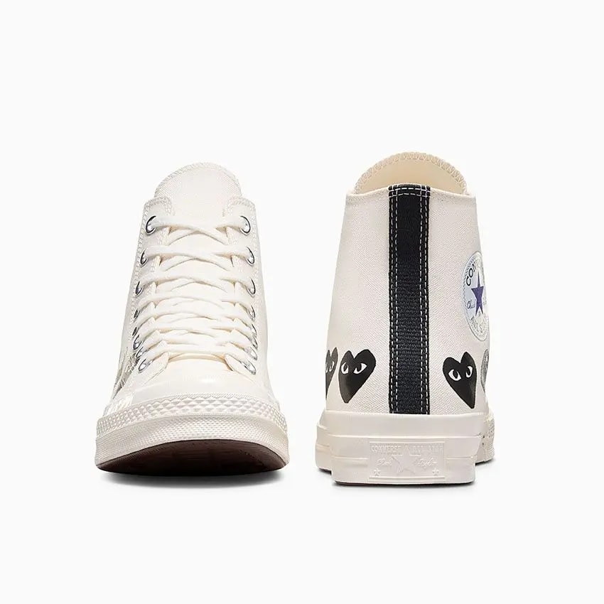 Giày Converse x Play Comme des Garçons Chuck 70 Hi 'Multi Heart Egret' A08148C — ảnh 4
