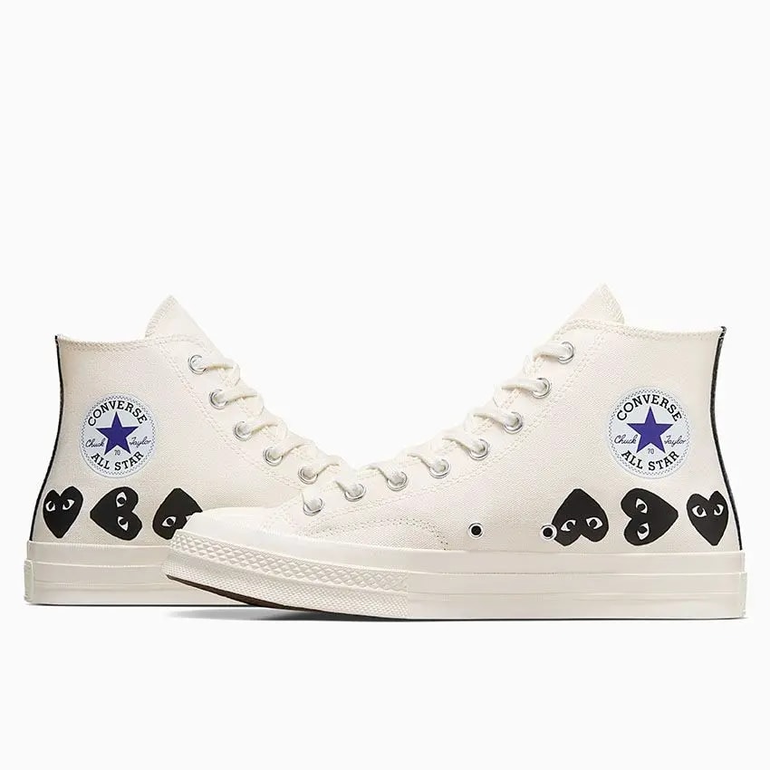Giày Converse x Play Comme des Garçons Chuck 70 Hi 'Multi Heart Egret' A08148C — ảnh 3