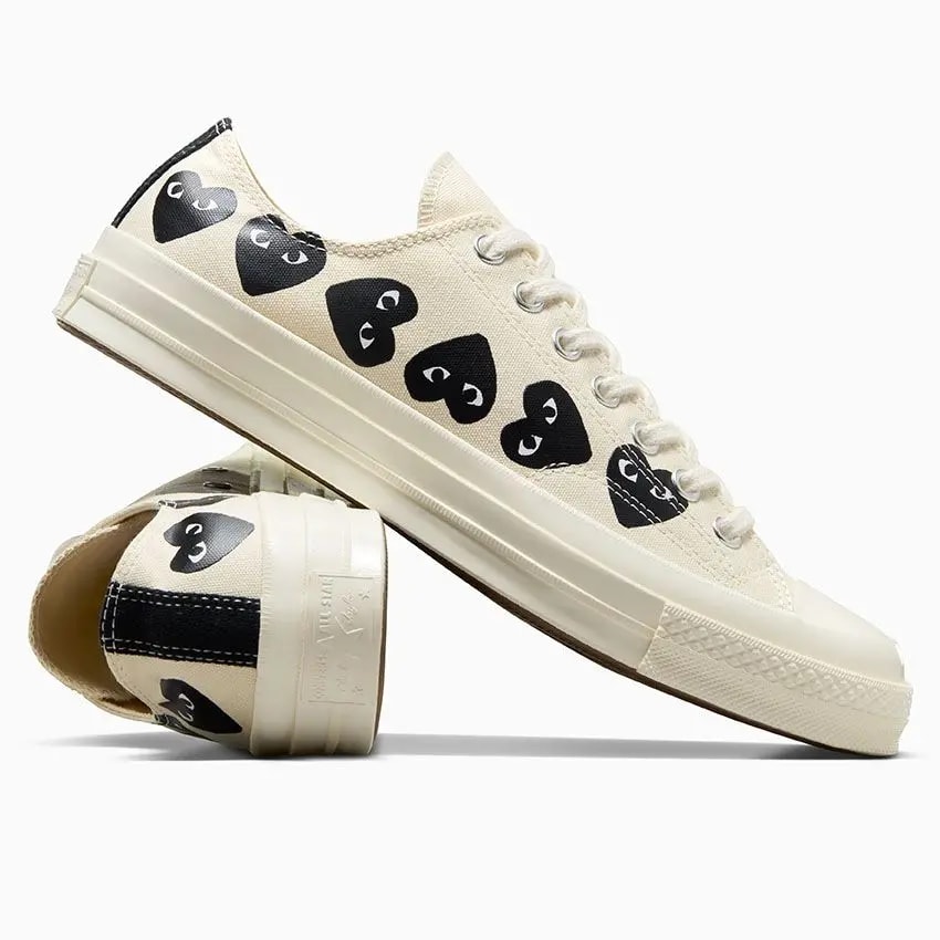 Giày Converse x Comme des Garçons Chuck 70 'Ox Multi Heart Egret' A08150C — ảnh 5