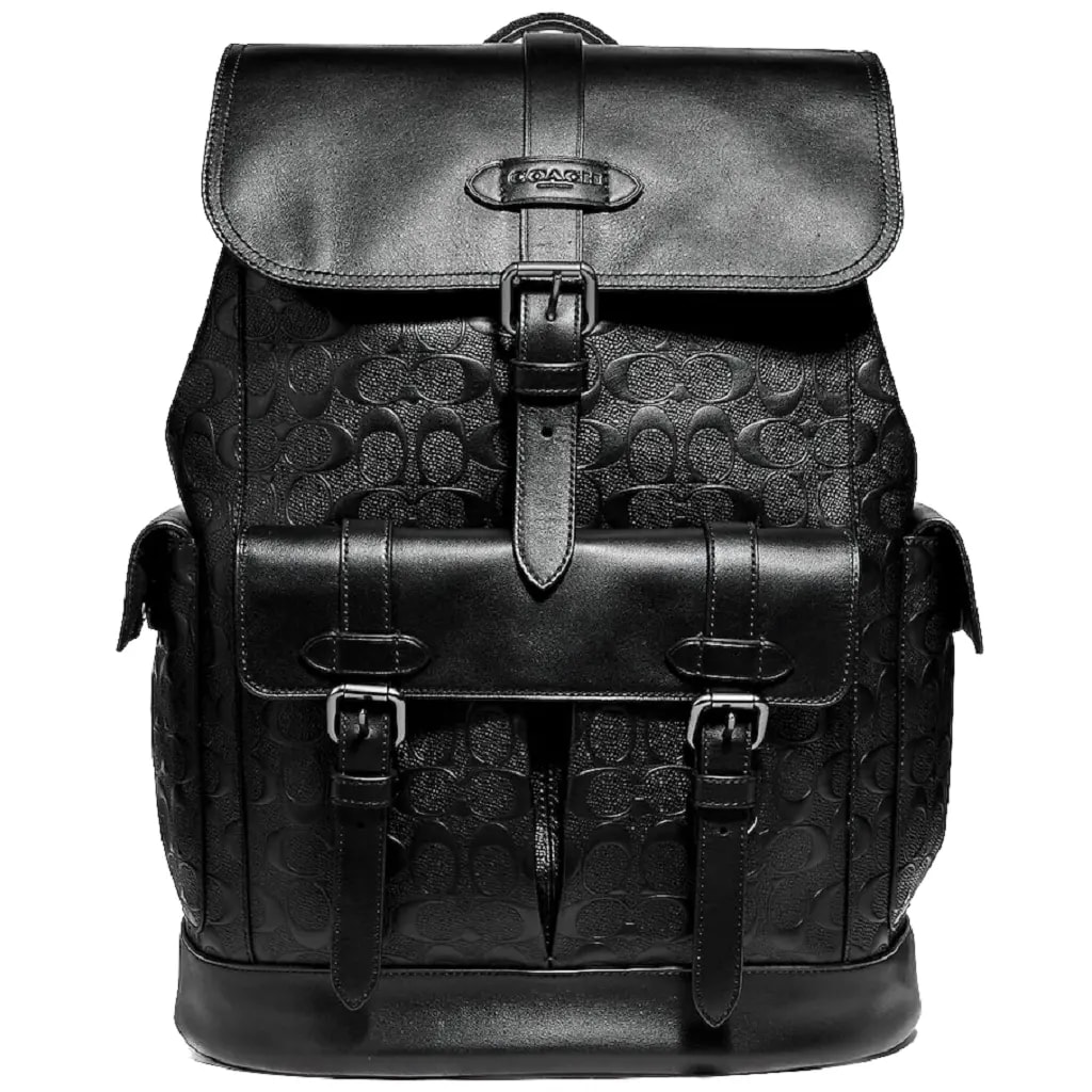 Balo Coach Hudson Backpack In Leather 'Black' F50053