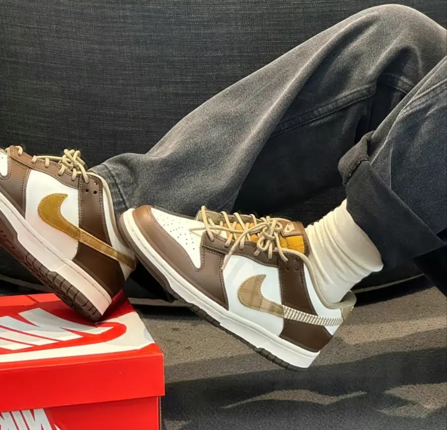 Giày Nike Dunk Low GS 'Brown Plaid' FV3653-191 — ảnh 5