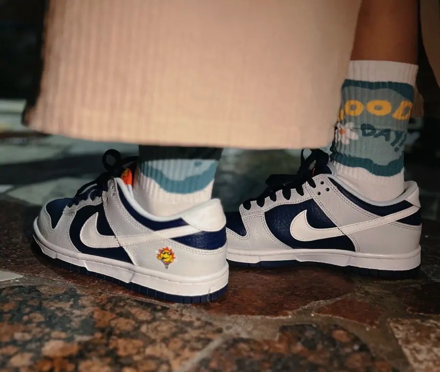 Giày Nike Dunk Low GS 'White Midnight Navy' FN6968-025 — ảnh 3