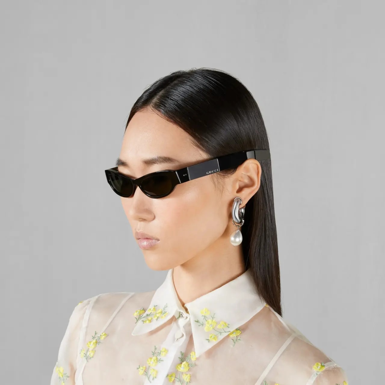 Kính Gucci Cat Eye Frame Sunglasses 'Shiny Black' 769798-J0740-1012 — ảnh 3