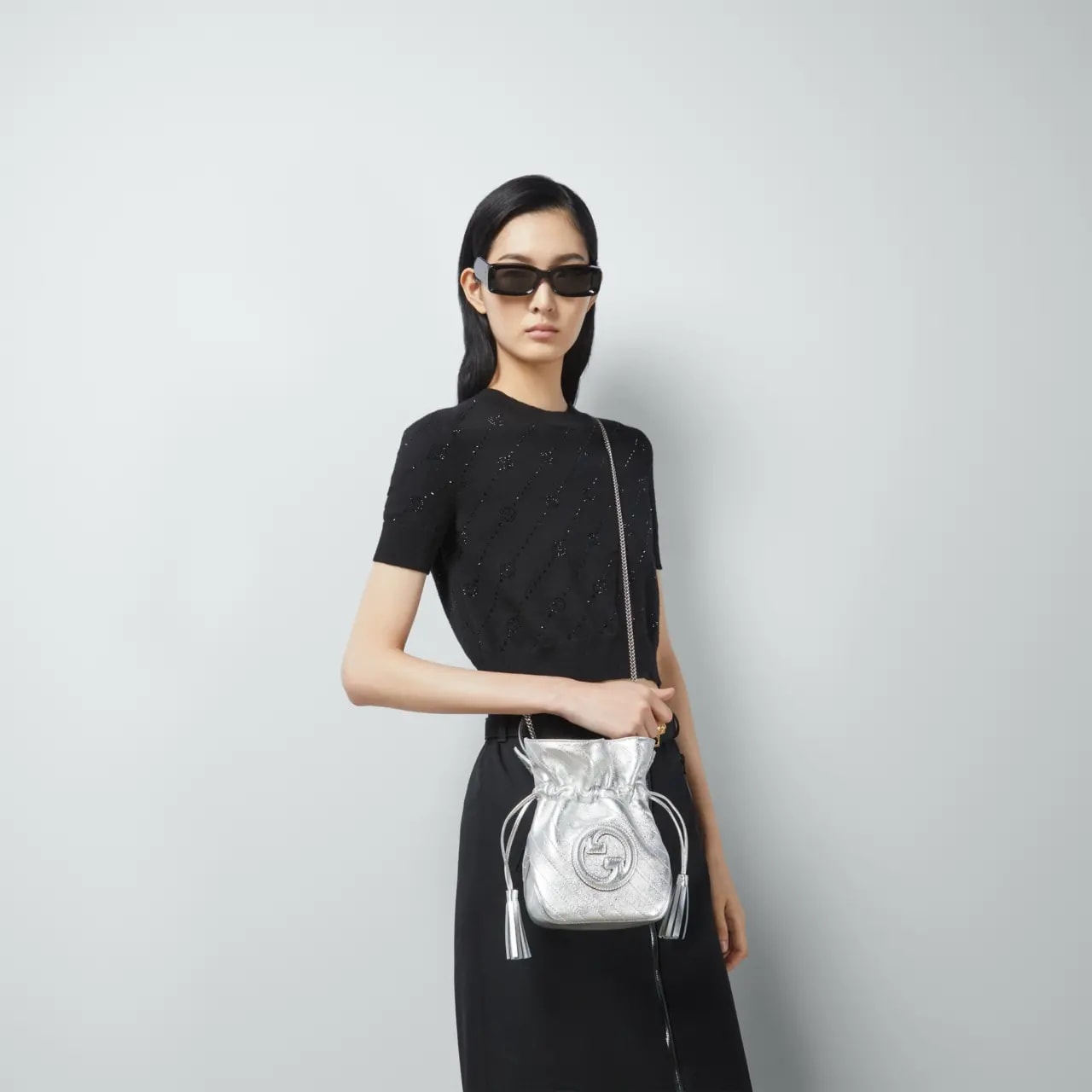 Túi Gucci Blondie Mini Bucket Bag 'Silver' 760313-AACT3-8106 — ảnh 3