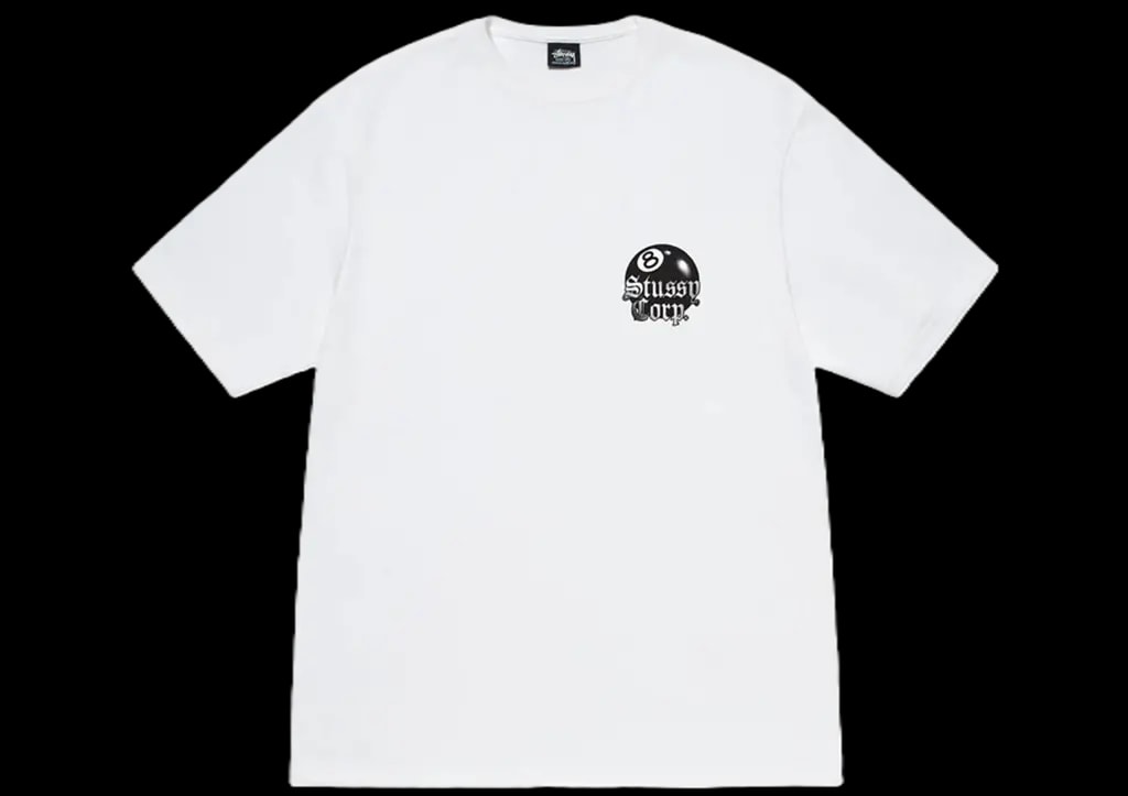 Áo Stussy 8 Ball Corp 'White' — kich-thuoc: L