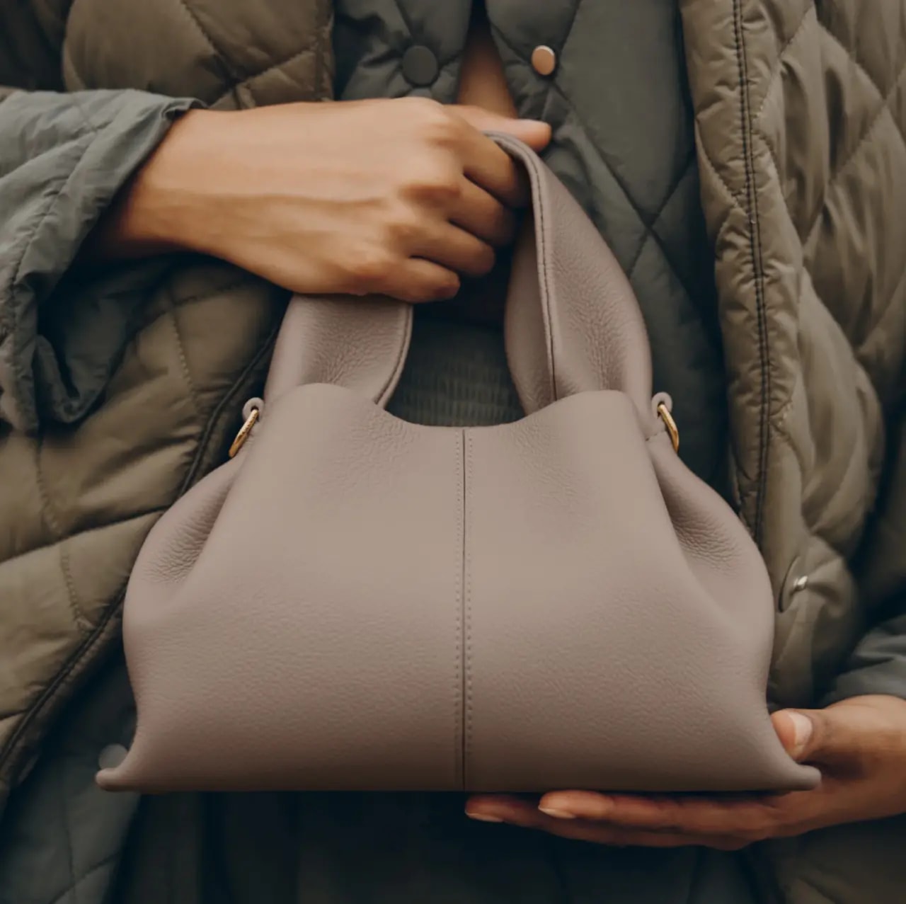 Túi Polene Numéro Neuf Mini edition Textured 'Taupe' — ảnh 2
