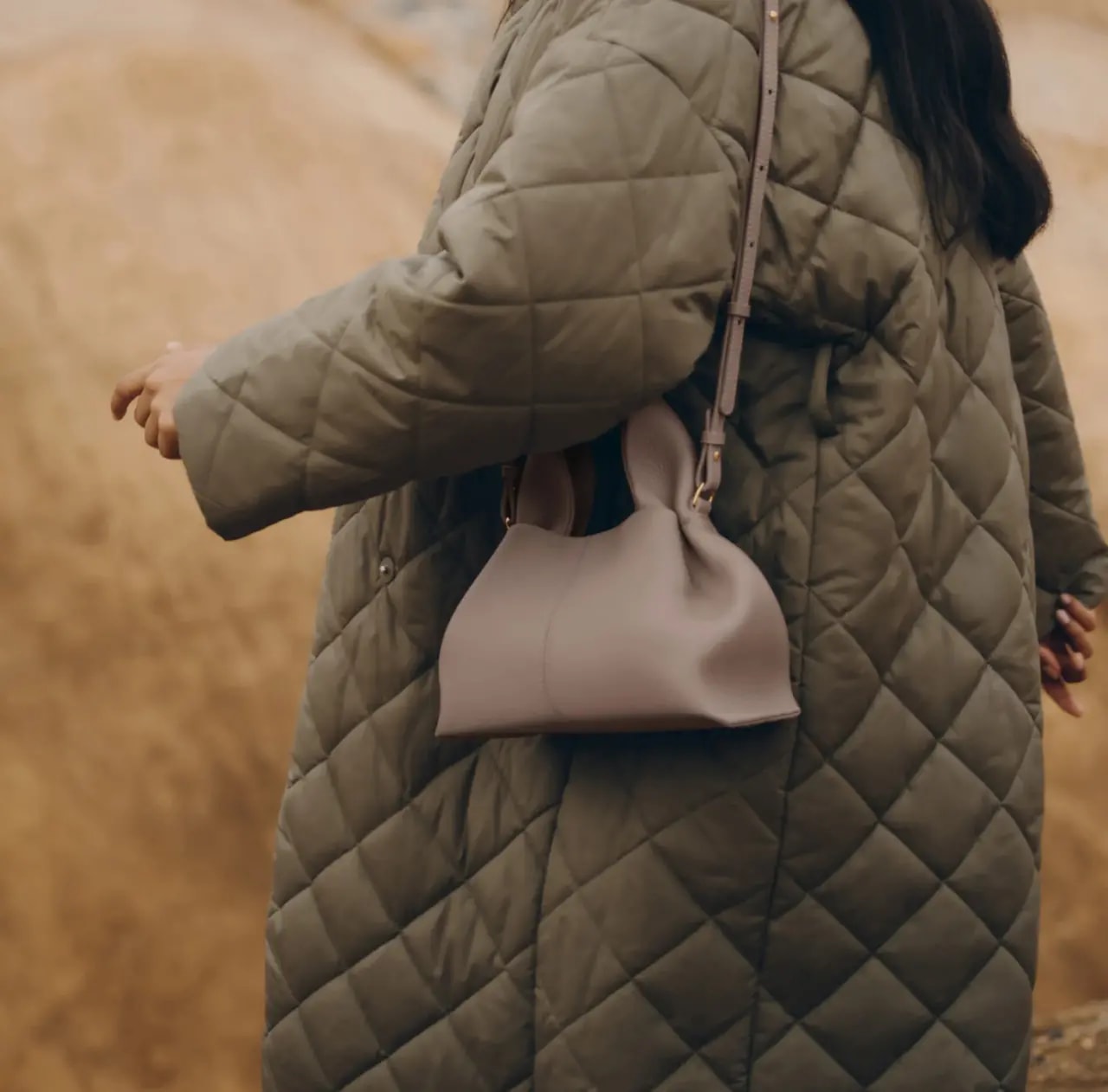 Túi Polene Numéro Neuf Mini edition Textured 'Taupe' — ảnh 4