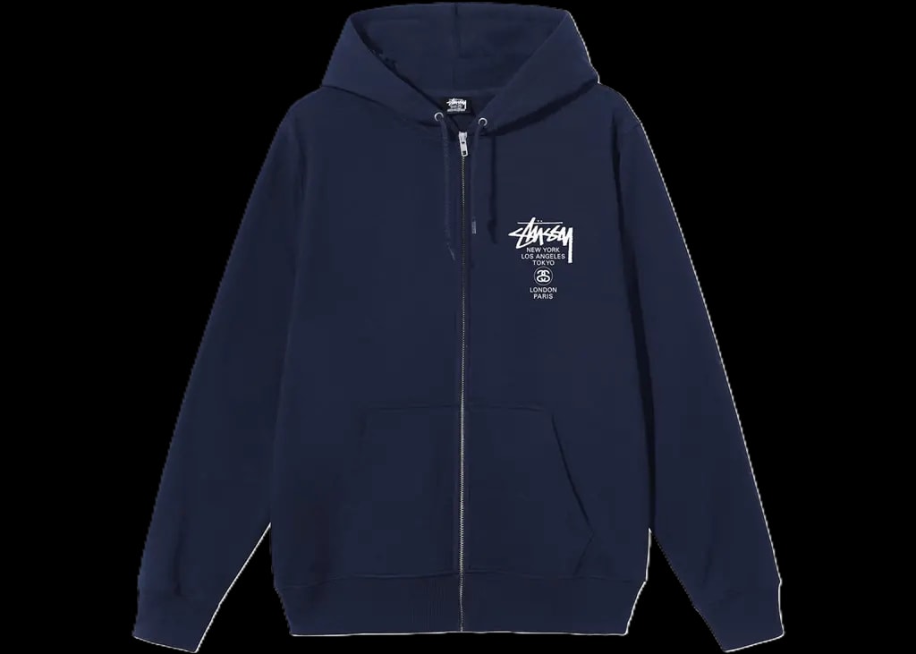 Áo Stussy World Tour Hoodie 'Navy' — kich-thuoc: L