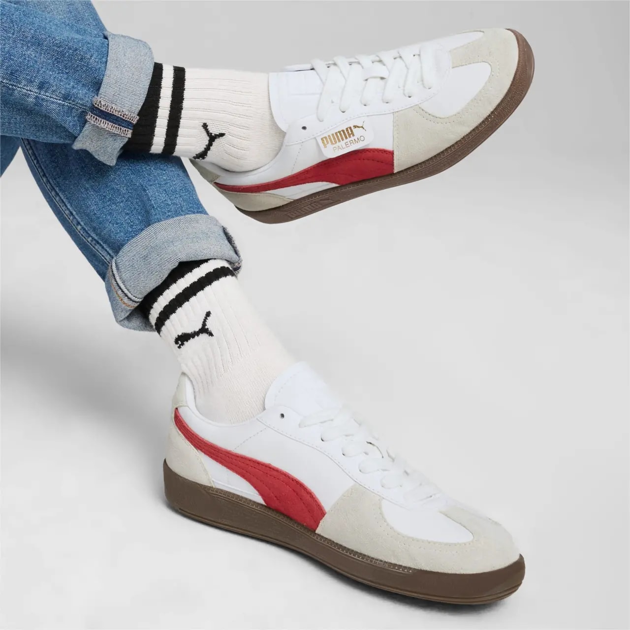 Giày Puma Palermo Leather 'White Club Red' 396464-05 — ảnh 2
