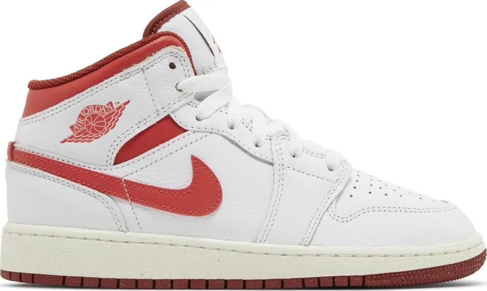 Giày Nike Air Jordan 1 Mid SE GS 'White Dune Red' FJ3464-160 — kich-thuoc: 36