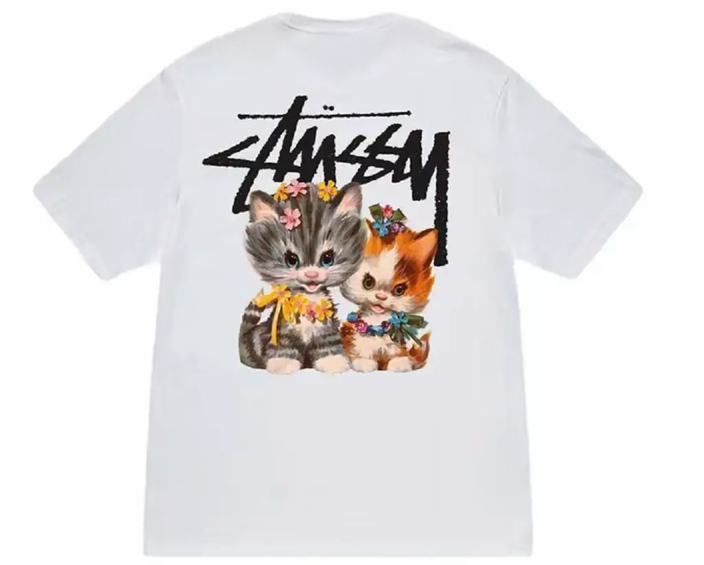 Áo Stussy Kittens Tee 'White' — kich-thuoc: L
