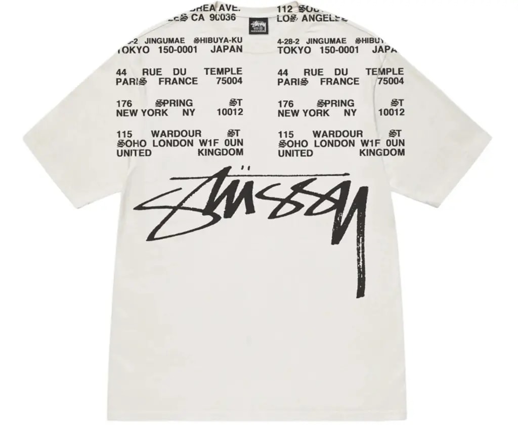 Áo Stussy Locations Tee Pigment Dyed 'White' — kich-thuoc: L
