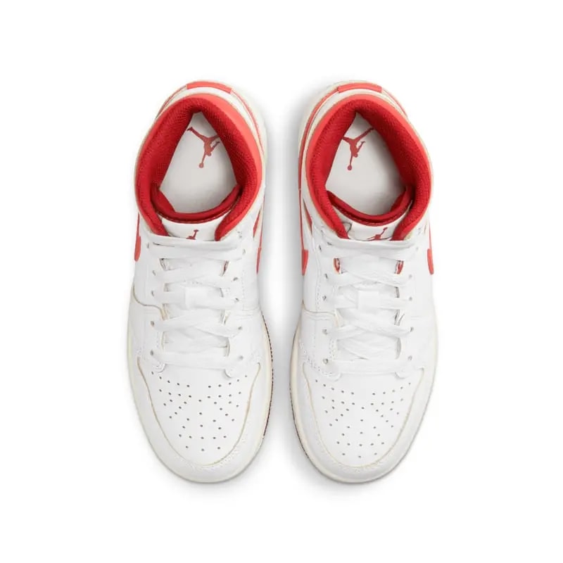Giày Nike Air Jordan 1 Mid SE GS 'White Dune Red' FJ3464-160 — ảnh 4