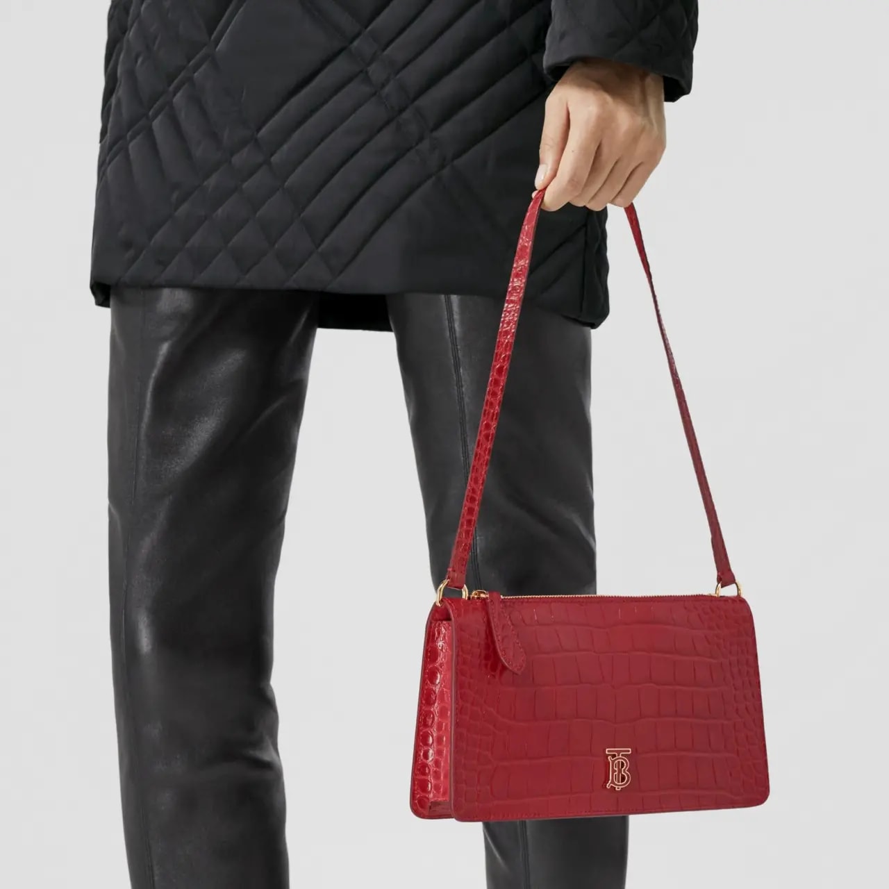 Túi Burberry Embossed Leather Mini TB 'Dark Carmine' 80606371 — ảnh 2