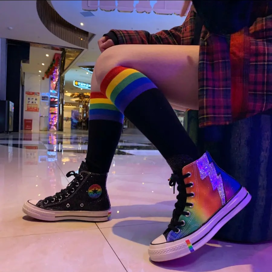 Giày Converse Chuck 70 Hi 'Black Rainbow' 165713C — ảnh 2