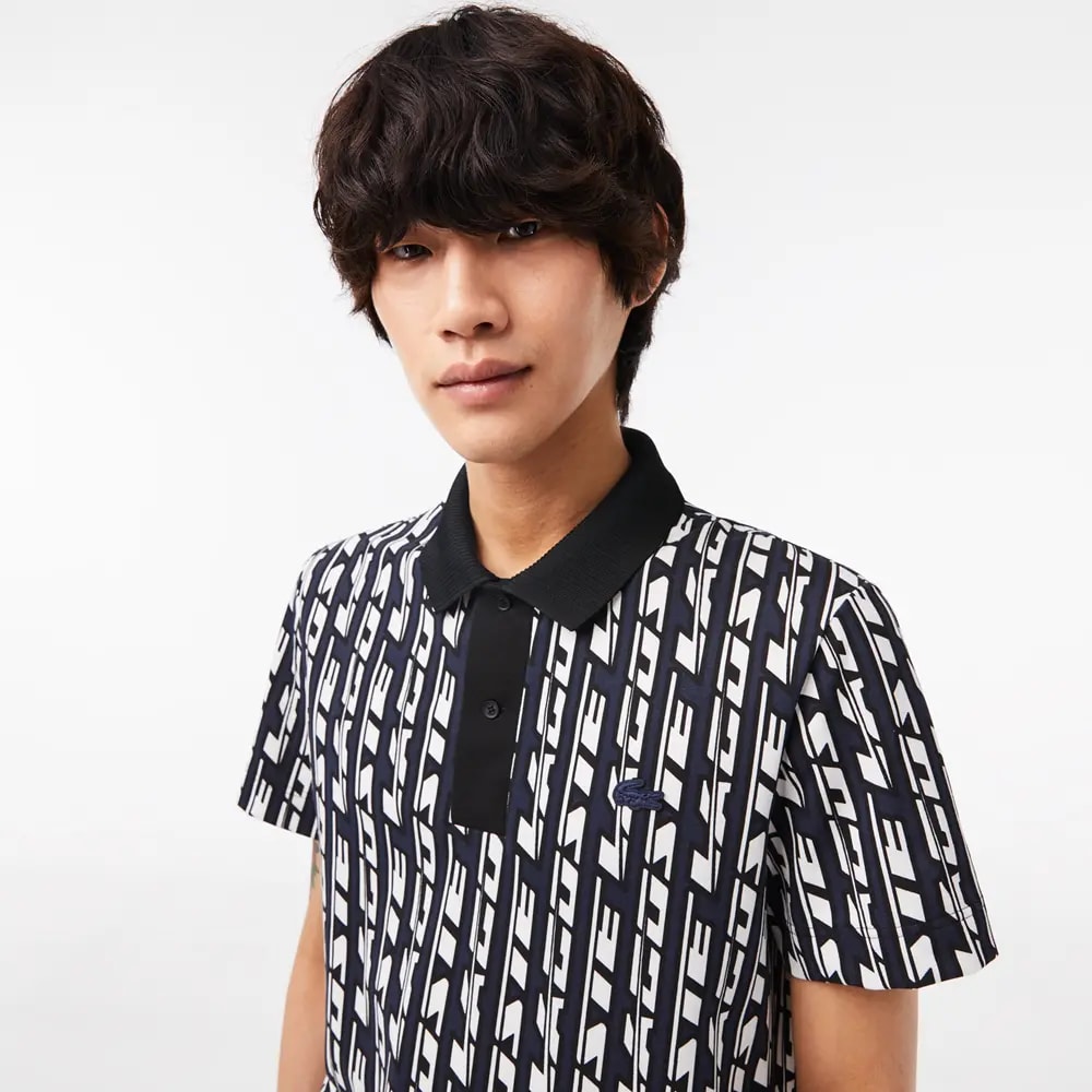 Áo Lacoste Two Tone Printed Movement Polo 'Blue White' PH5655-51-ANY — ảnh 2