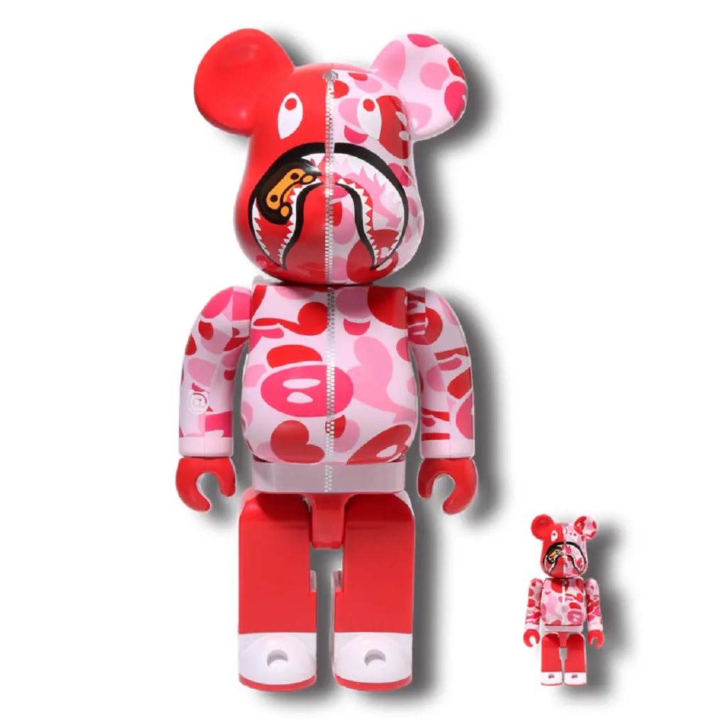 Mô Hình Bearbrick x BAPE Baby Milo(R) Camo Shark 'Pink' — kich-thuoc: 100-400-2