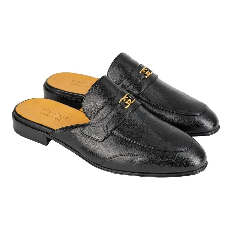 Giày Gucci Black Leather With Gold Logo 'Black' 692251-D3V00-1000 — ảnh 4