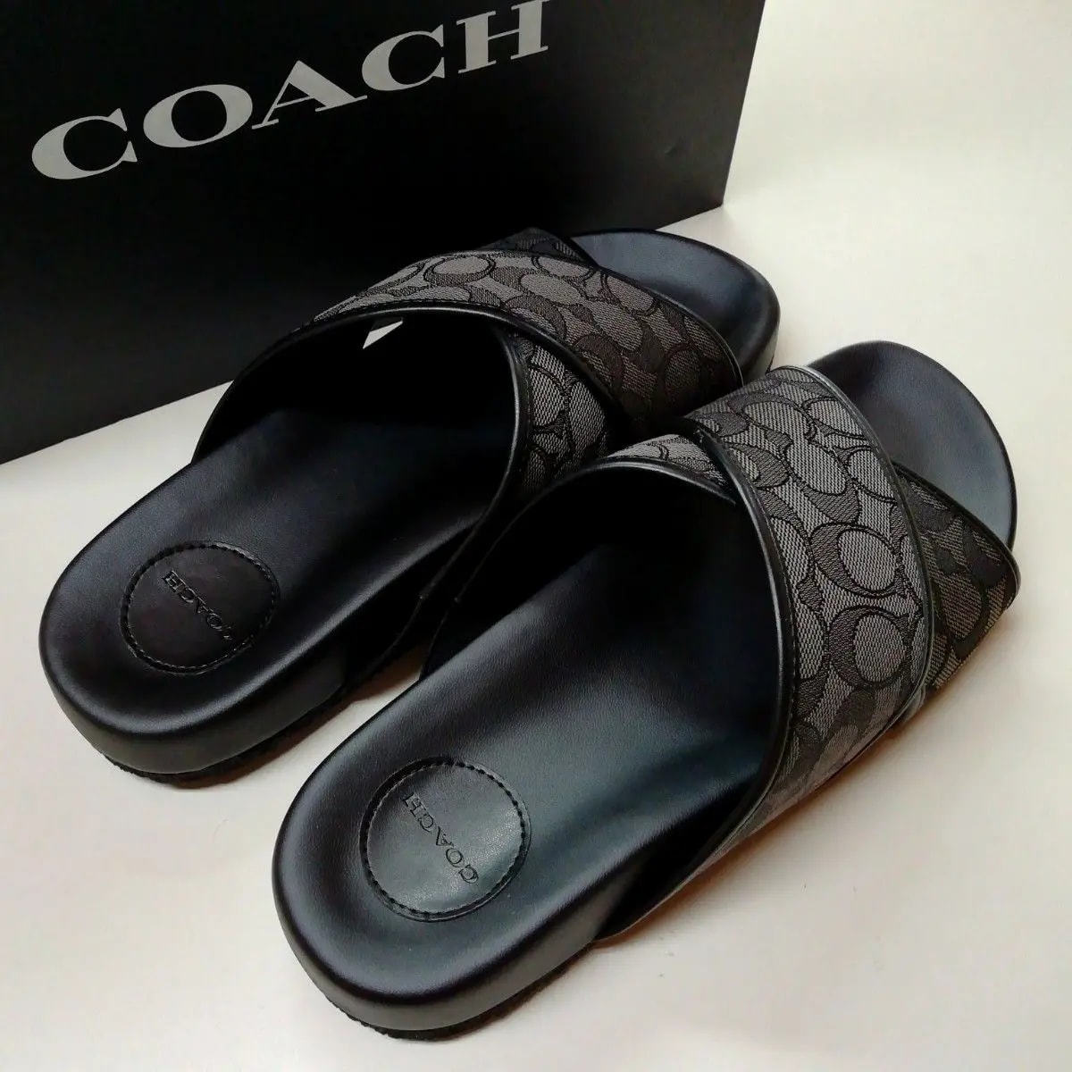 Dép Coach Signature Sandals 'Black' CA158-CQBK — ảnh 3