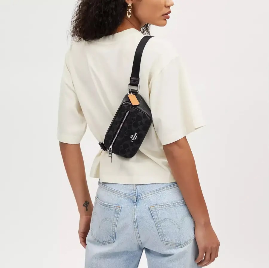 Túi Coach Mini Belt Bag In Signature Denim 'Black' CQ186-SVBK — ảnh 2
