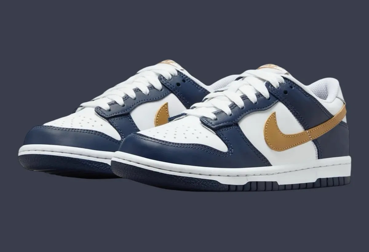 Giày Nike Dunk Low GS 'Midnight Navy Wheat' FB9109-111 — ảnh 5