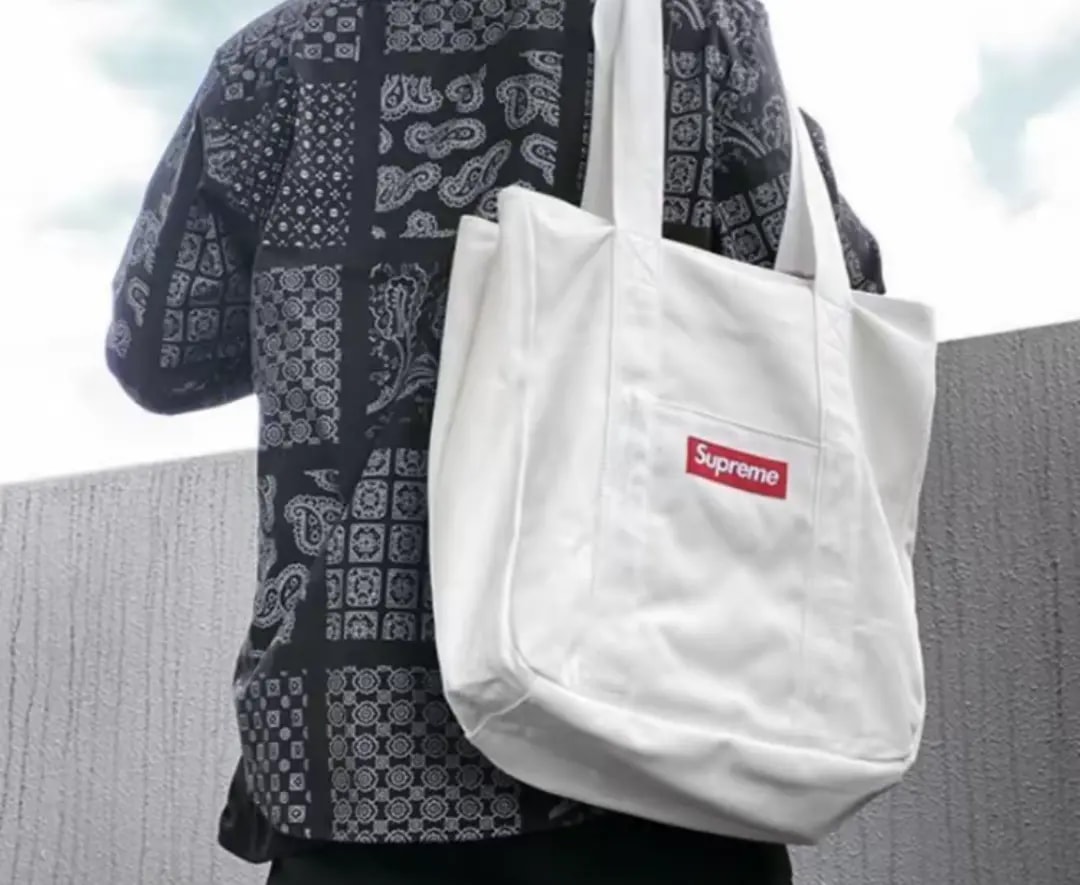 Túi Supreme Canvas Tote 'White Red' SUP-FW20-153 — ảnh 2