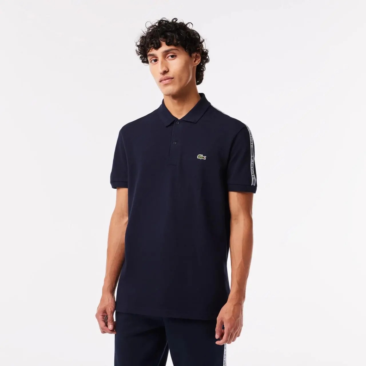 Áo Lacoste Logo Stripe Stretch Cotton 'Navy' PH5075-51-166 — ảnh 2