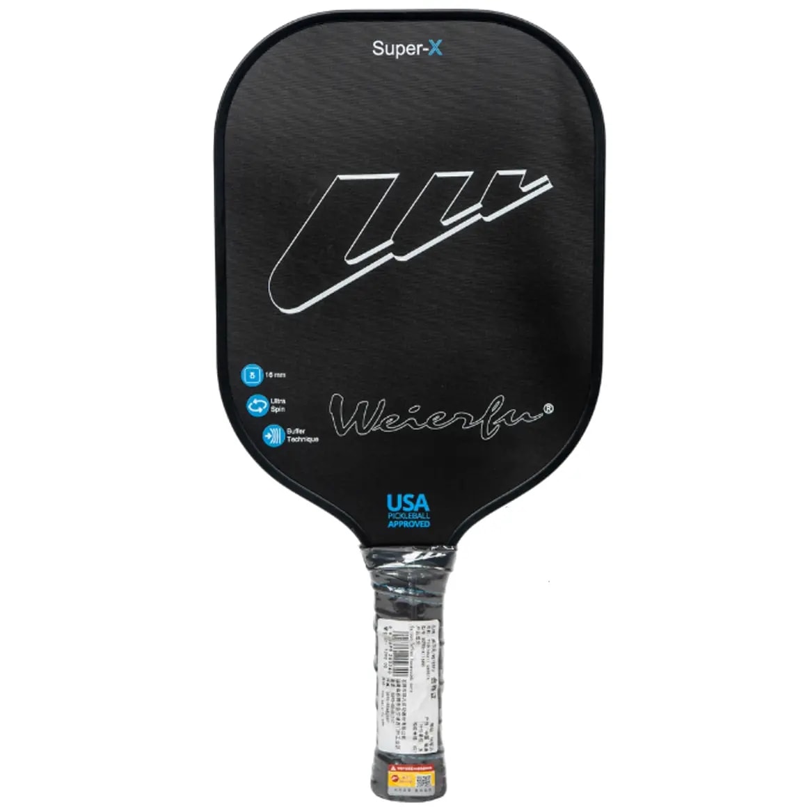 Vợt Pickleball Weierfu Super X 'Black' — kich-thuoc: 16mm