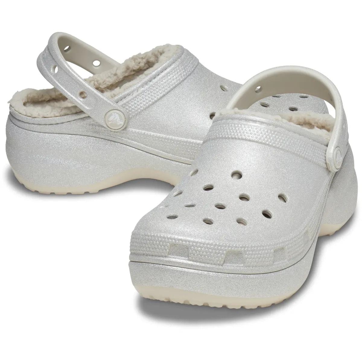 Dép Crocs Platform Glitter Lined Clog 'Silver' 210413-040 — ảnh 5