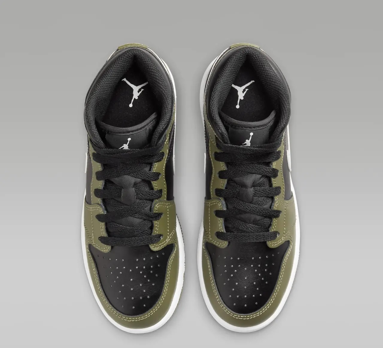 Giày Nike Air Jordan 1 Mid GS 'Black White Olive' DQ8423-092 — ảnh 5