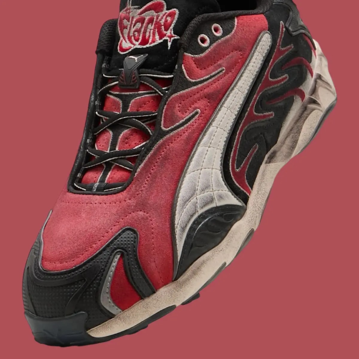 Giày Puma x A$AP Rocky Inhale 'Distressed Black Pop Red' 402453-01 — ảnh 4