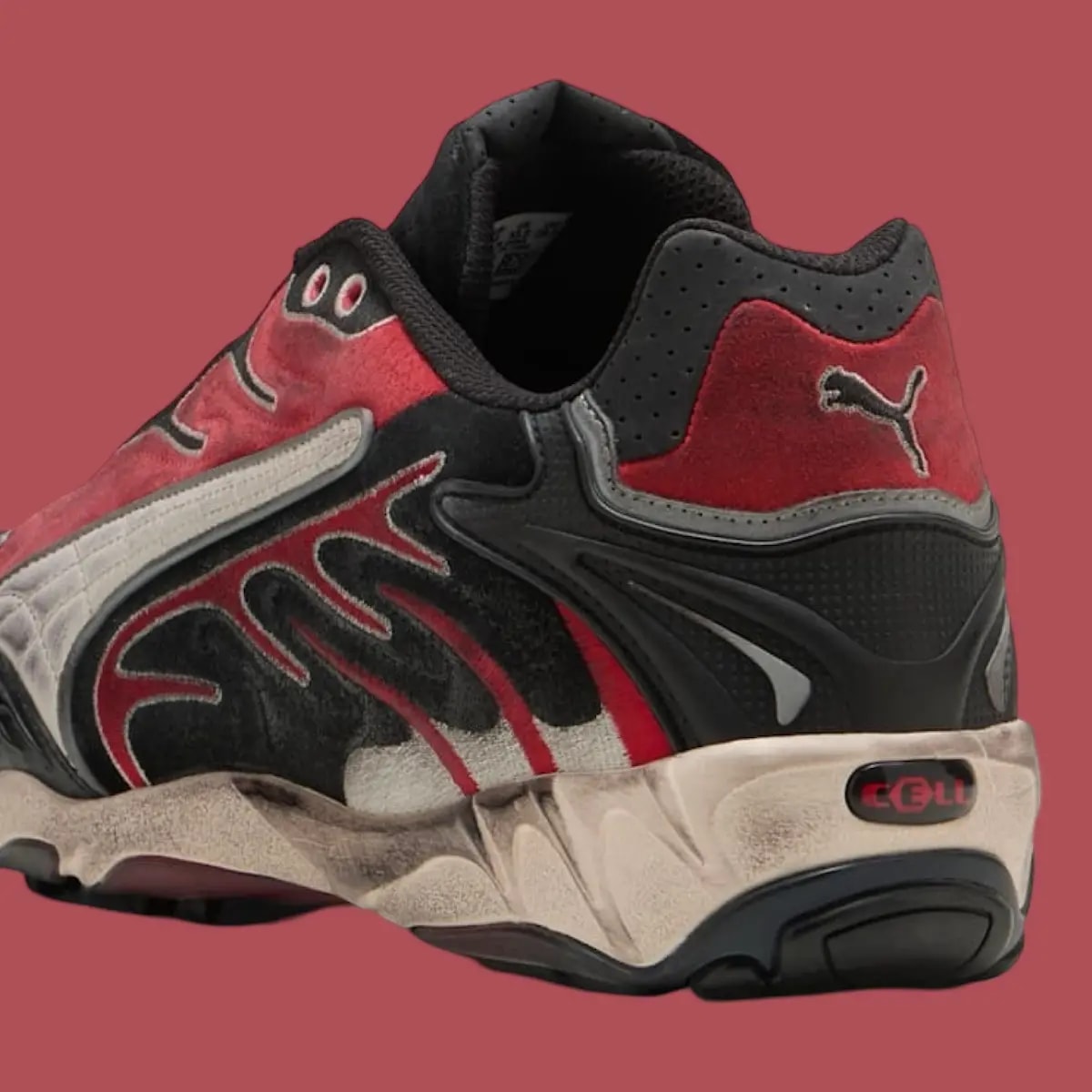 Giày Puma x A$AP Rocky Inhale 'Distressed Black Pop Red' 402453-01 — ảnh 3