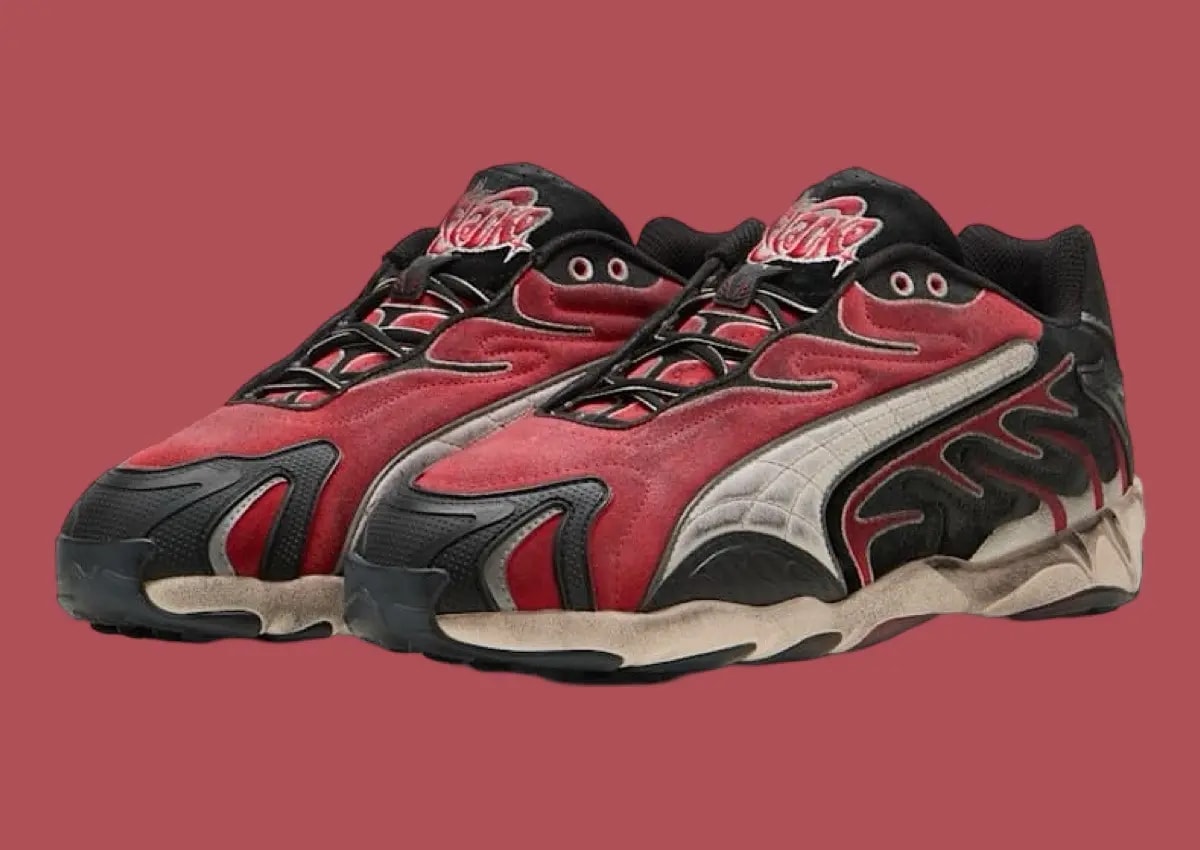 Giày Puma x A$AP Rocky Inhale 'Distressed Black Pop Red' 402453-01 — ảnh 2