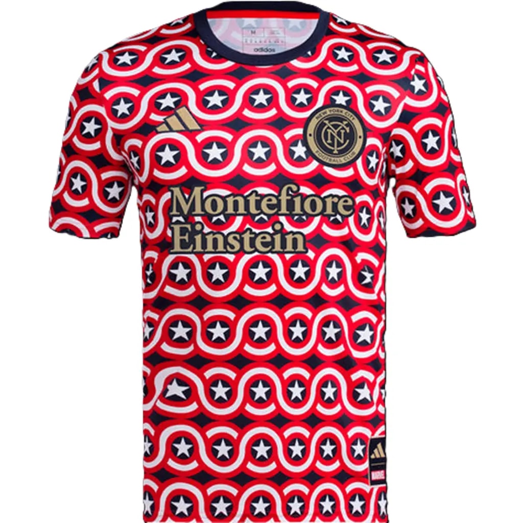 Áo Adidas New York City x Marvel MLS Americana Pre-Match Jersey 'Red' IQ4215 — kich-thuoc: L