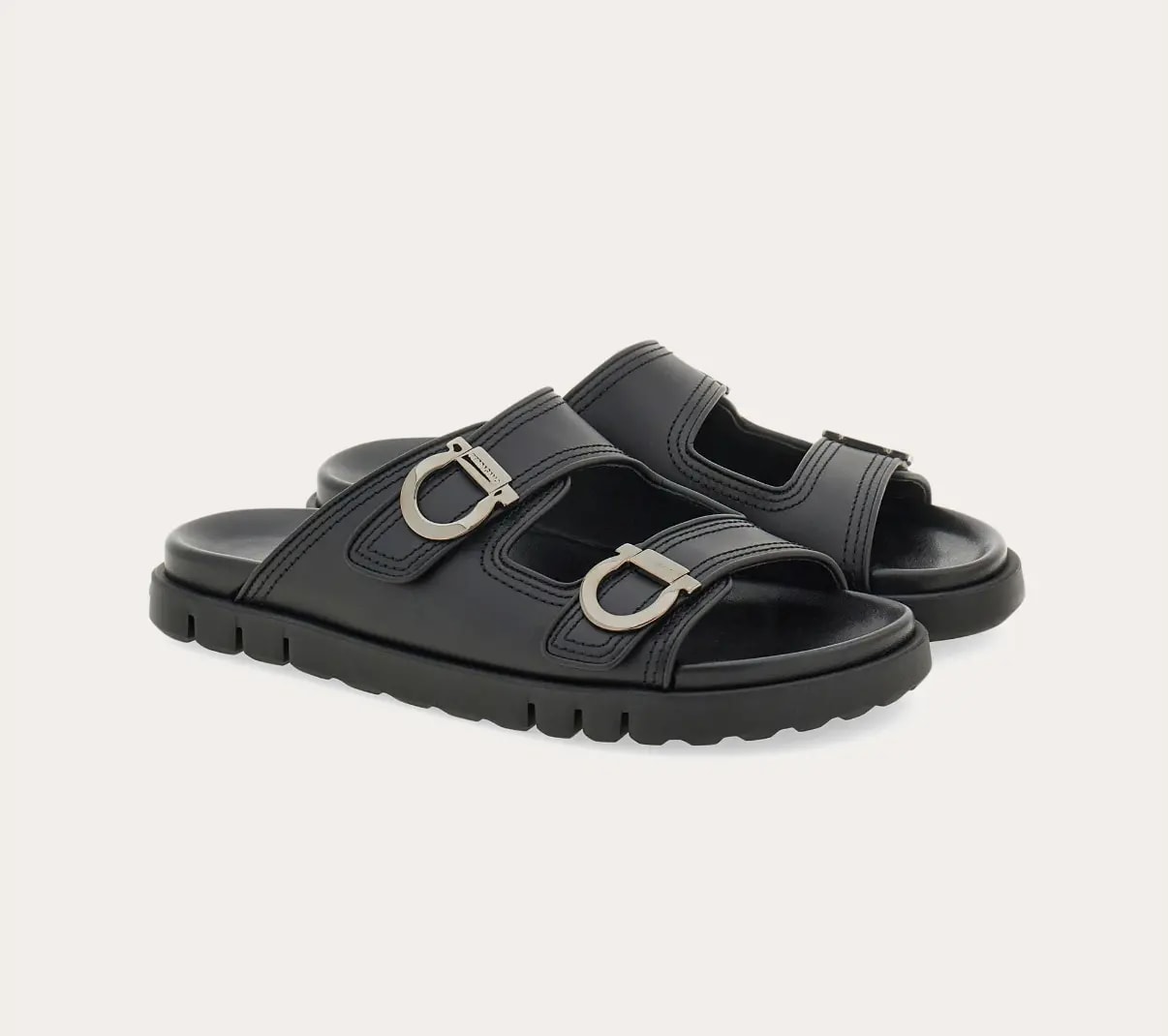 Dép Salvatore Ferragamo Double-strap Sandal 'Black' 027970-774491 — ảnh 3