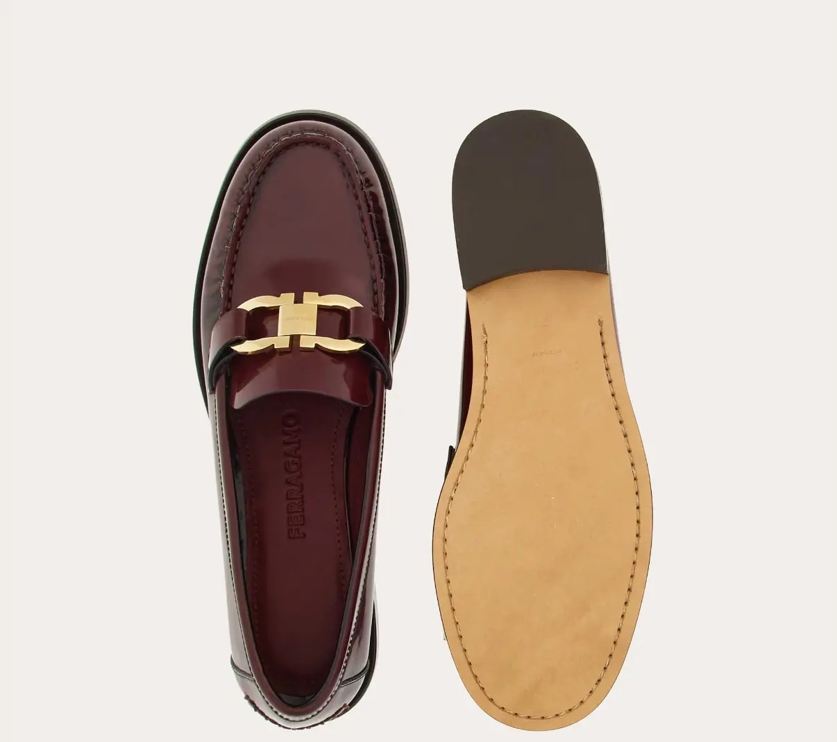 Giày Salvatore Ferragamo Moccasin Gancini Ornament 'Burgundy' 01H443-769633 — ảnh 2