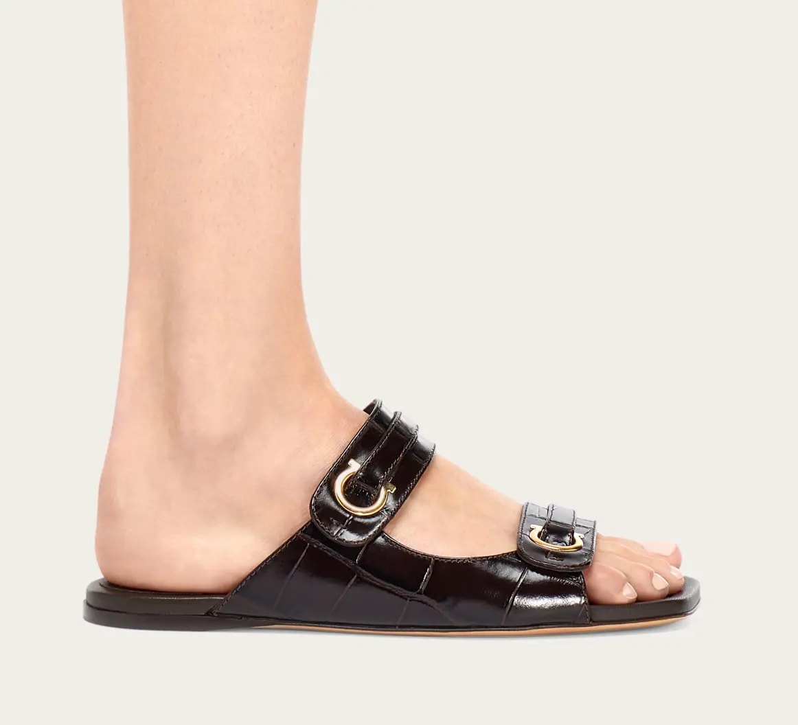 Dép Salvatore Ferragamo Gancini Ornament 'Black' 01I199-774580 — ảnh 2