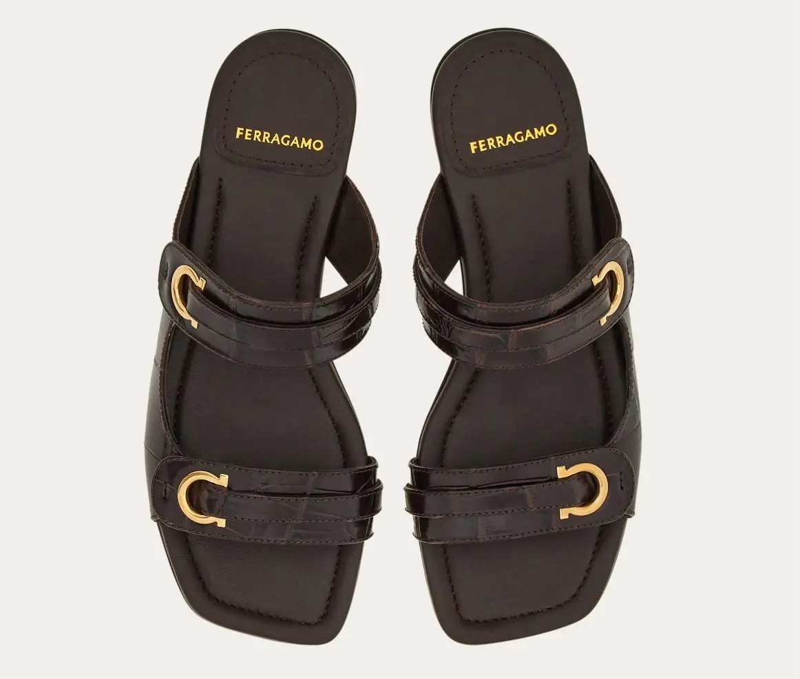 Dép Salvatore Ferragamo Gancini Ornament 'Black' 01I199-774580 — ảnh 5