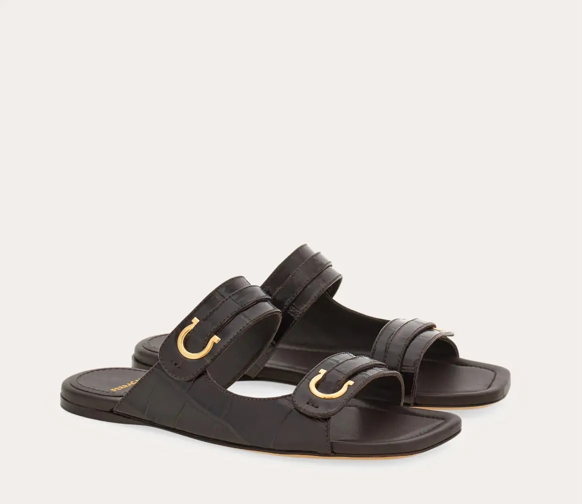 Dép Salvatore Ferragamo Gancini Ornament 'Black' 01I199-774580 — ảnh 3