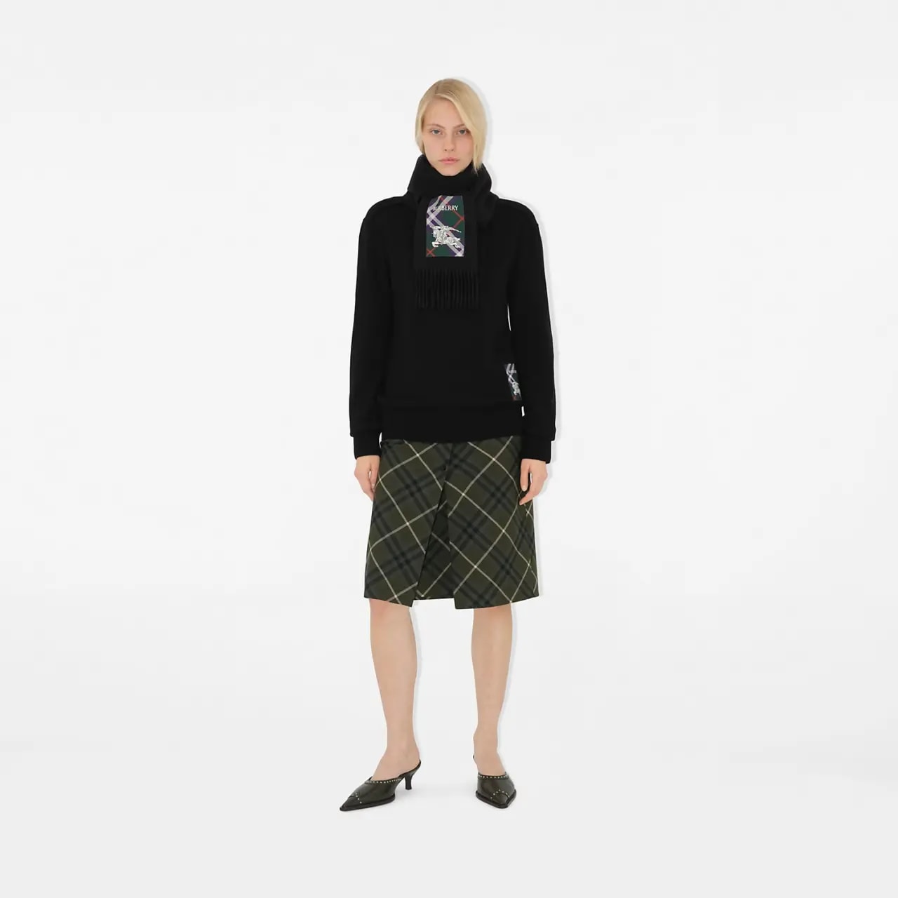 Khăn Burberry Check Label Cashmere Scarf 'Black' 81039971 — ảnh 4