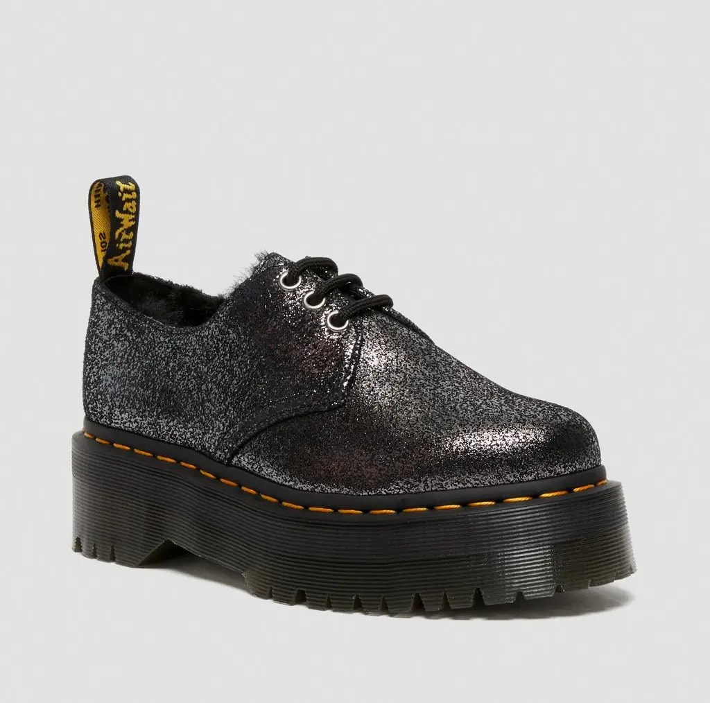 Giày Dr. Martens 1461 Faux Fur-Lined Metallic Leather 'Black' 27957012 — ảnh 5