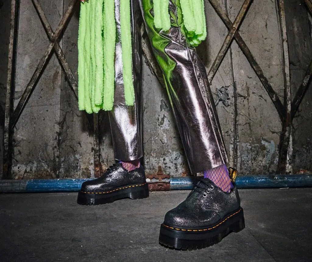 Giày Dr. Martens 1461 Faux Fur-Lined Metallic Leather 'Black' 27957012 — ảnh 2
